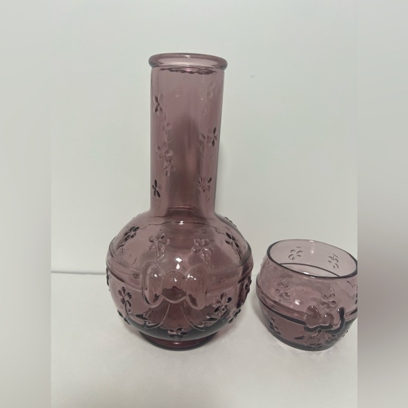 VTG Crownford Giftware Purple Amethyst Glass Decanter & Cup Made in ITALY 1983 - Picture 3 of 12